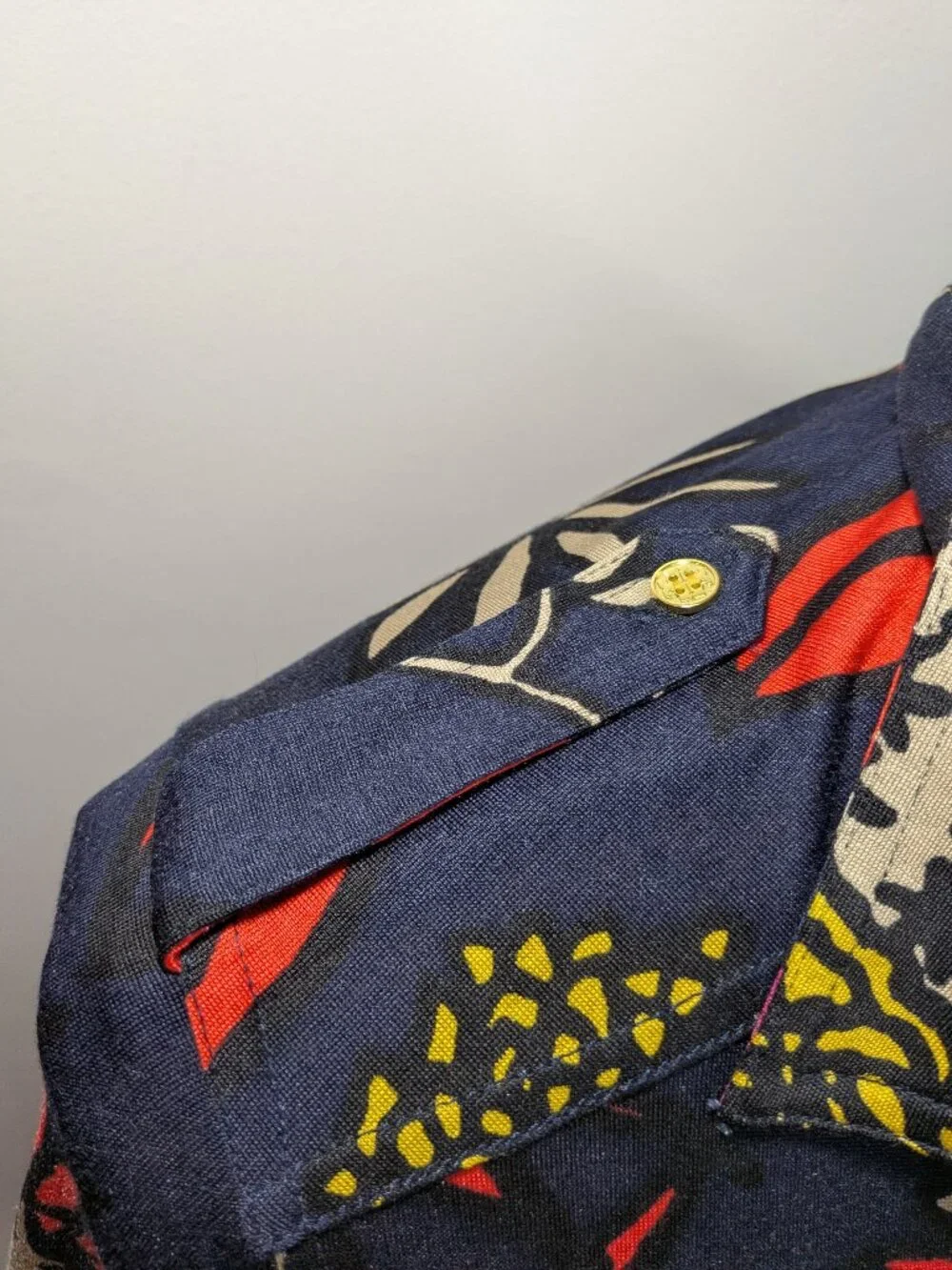 Tory Burch Floral Shirt Top Button Collared Silk Stretch Long Sleeve Womens XS